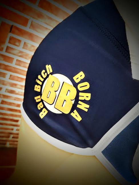 Born a Bad Bitch Workout Shorts Blue , Navy Blue & Black