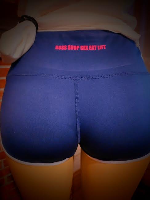 Born a Bad Bitch Yoga/Workout Shorts Blue, Navy Blue & Black