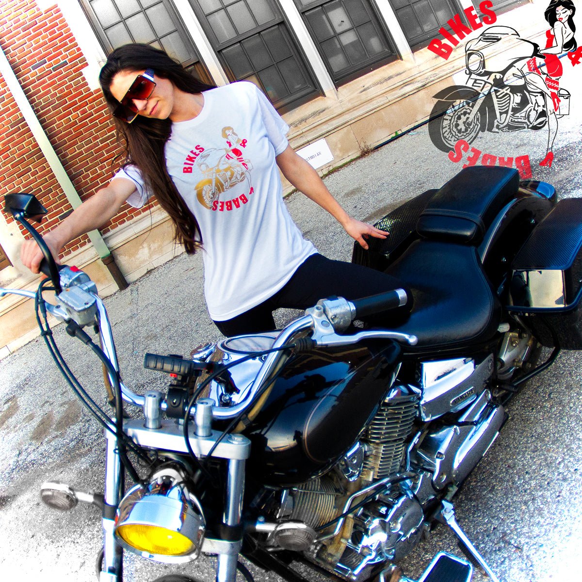 Women's Bikes & Babes Tshirt (Logo color options available)